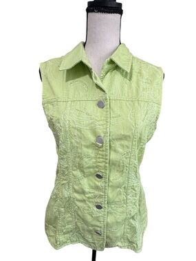 Christopher & Banks Women’s Lime Green Beaded Button-Up Jacket Size Medium